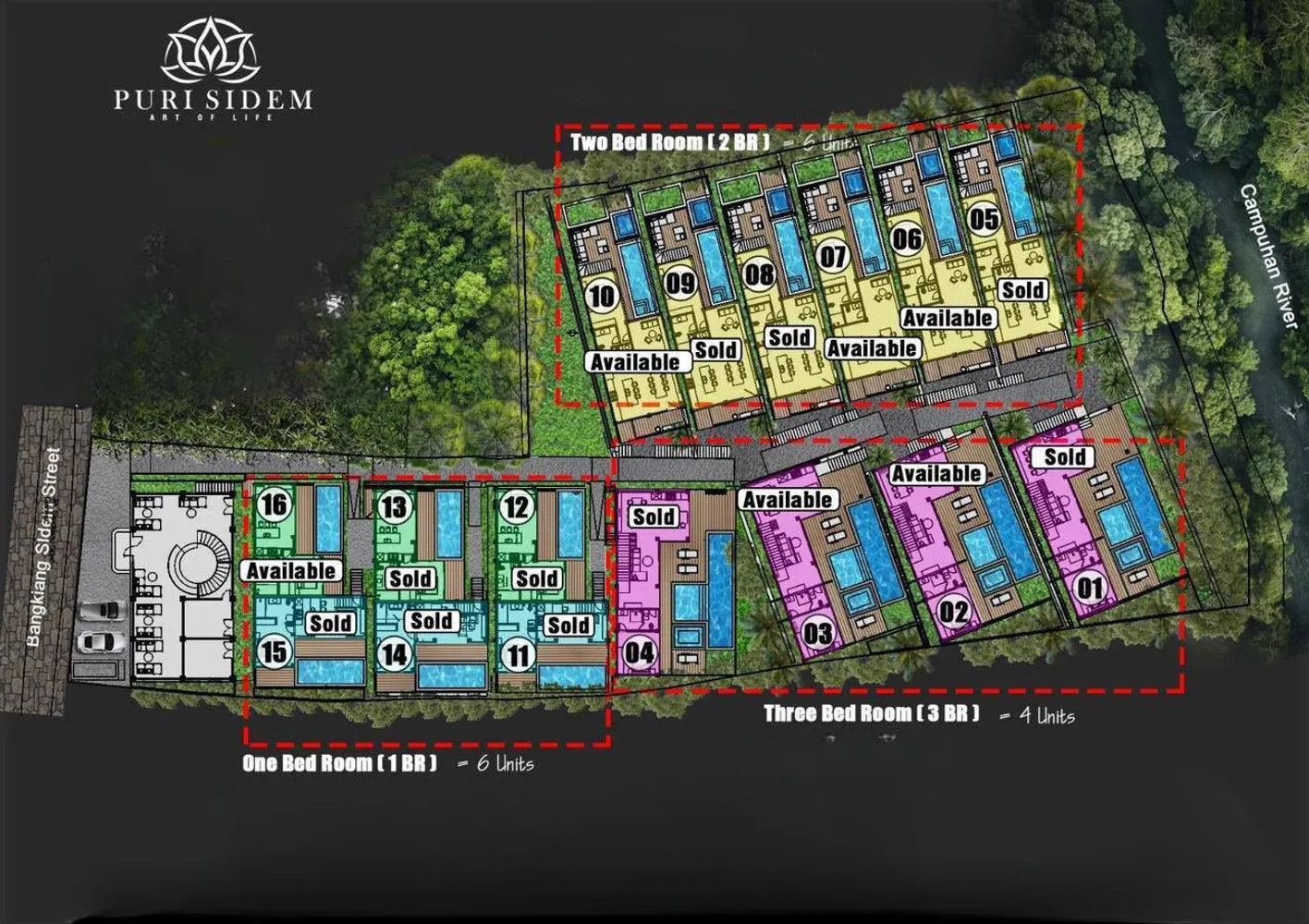 Master plan of Puri Sidem villa complex, Ubud Bali